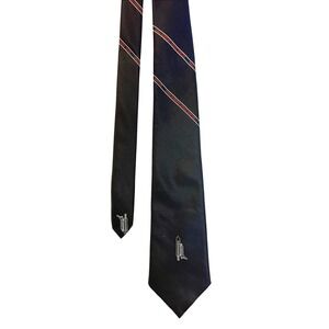 VTG NASA Kennedy Space Center Mens Necktie Black Space Shuttle Rocket Silk Blend
